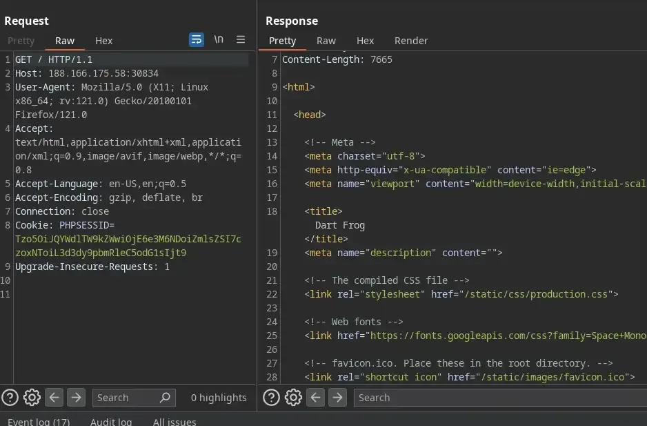 Initial Burp request